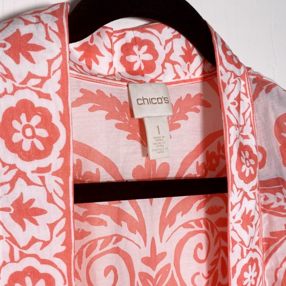 Chico's Border Print Peach Kimono - Picture 5 of 6